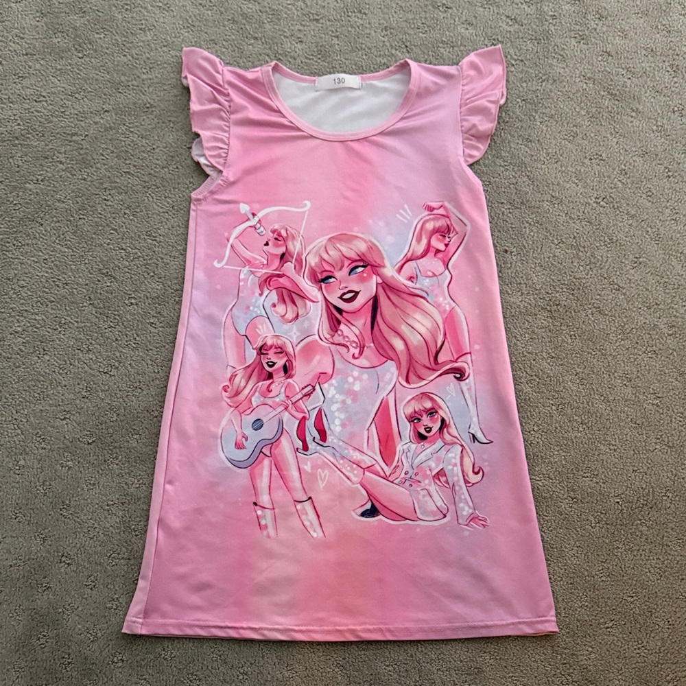 Taylor Swift Inspired Nightgown Sleep Dress -size 130, 5/6